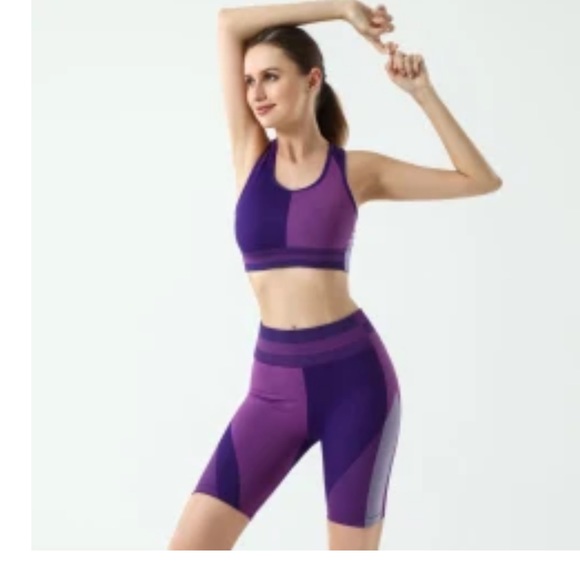 OtoS Active High Stretch Ribbed Tank Top & Biker Shorts - Picture 1 of 10